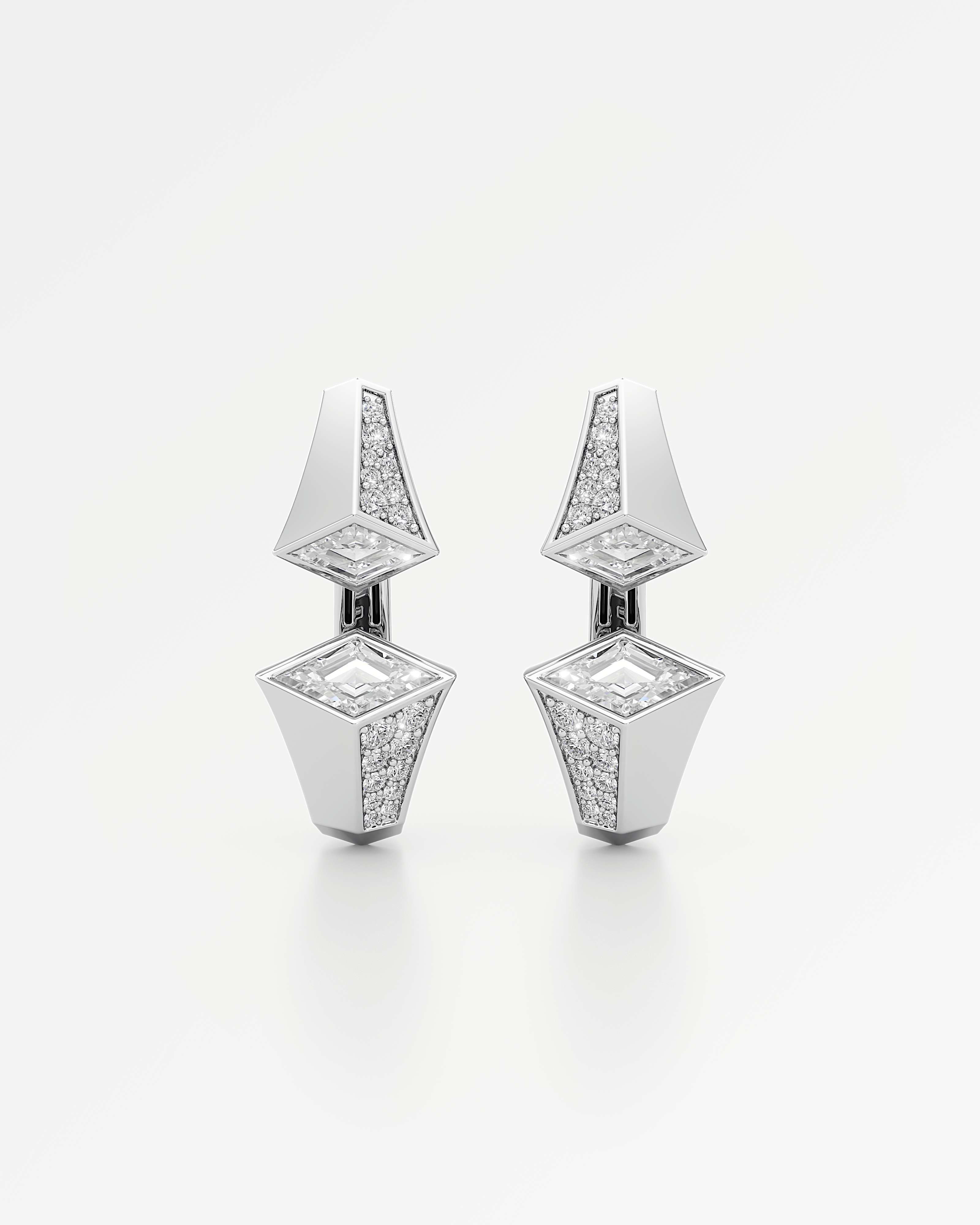 AM To Beyond Verticé Pavé Diamond Earrings, in 14K White Gold (2.92 ctw)