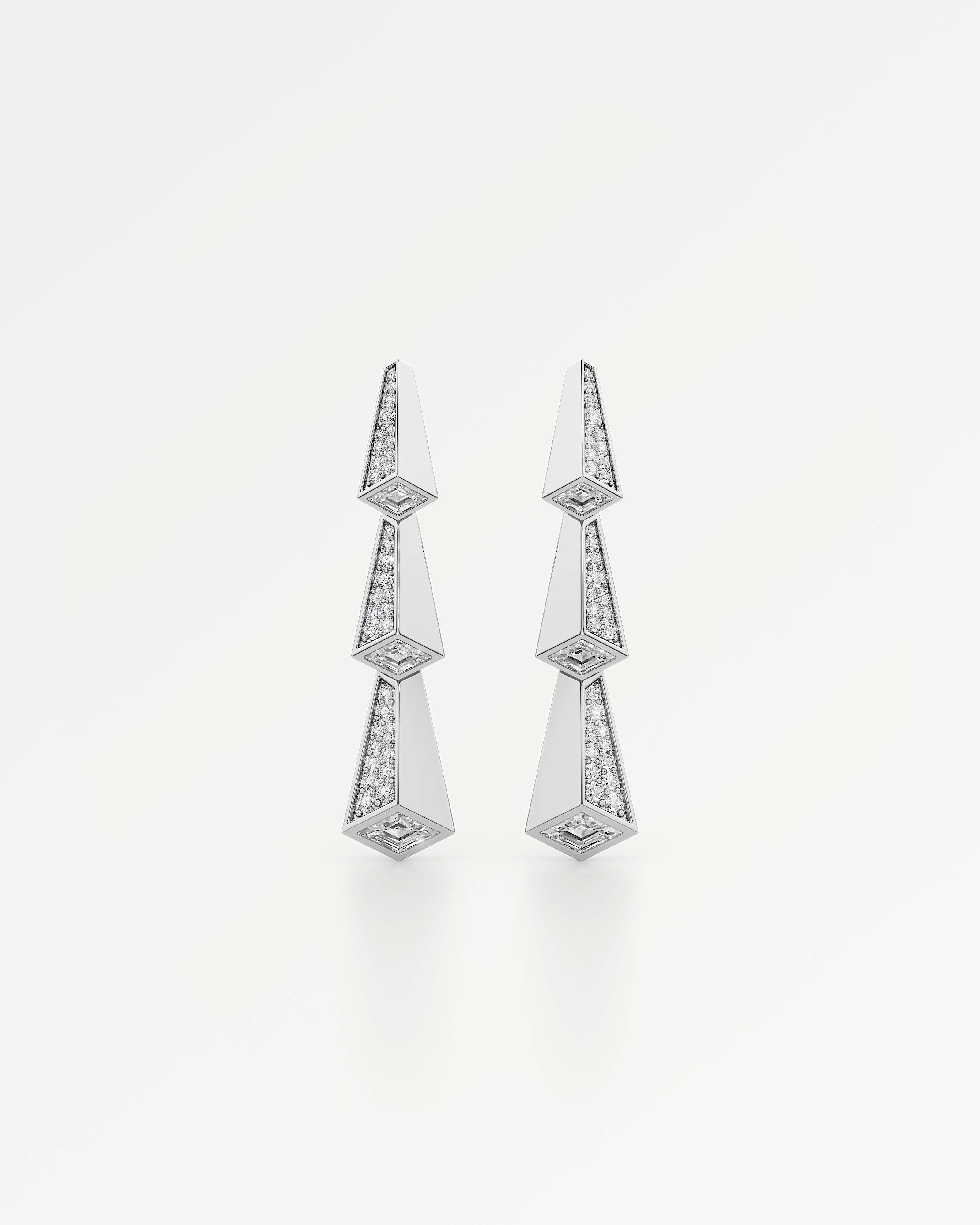 AM To Beyond Trelis Pavé Diamond Earrings, in 14K White Gold (1.79 ctw)