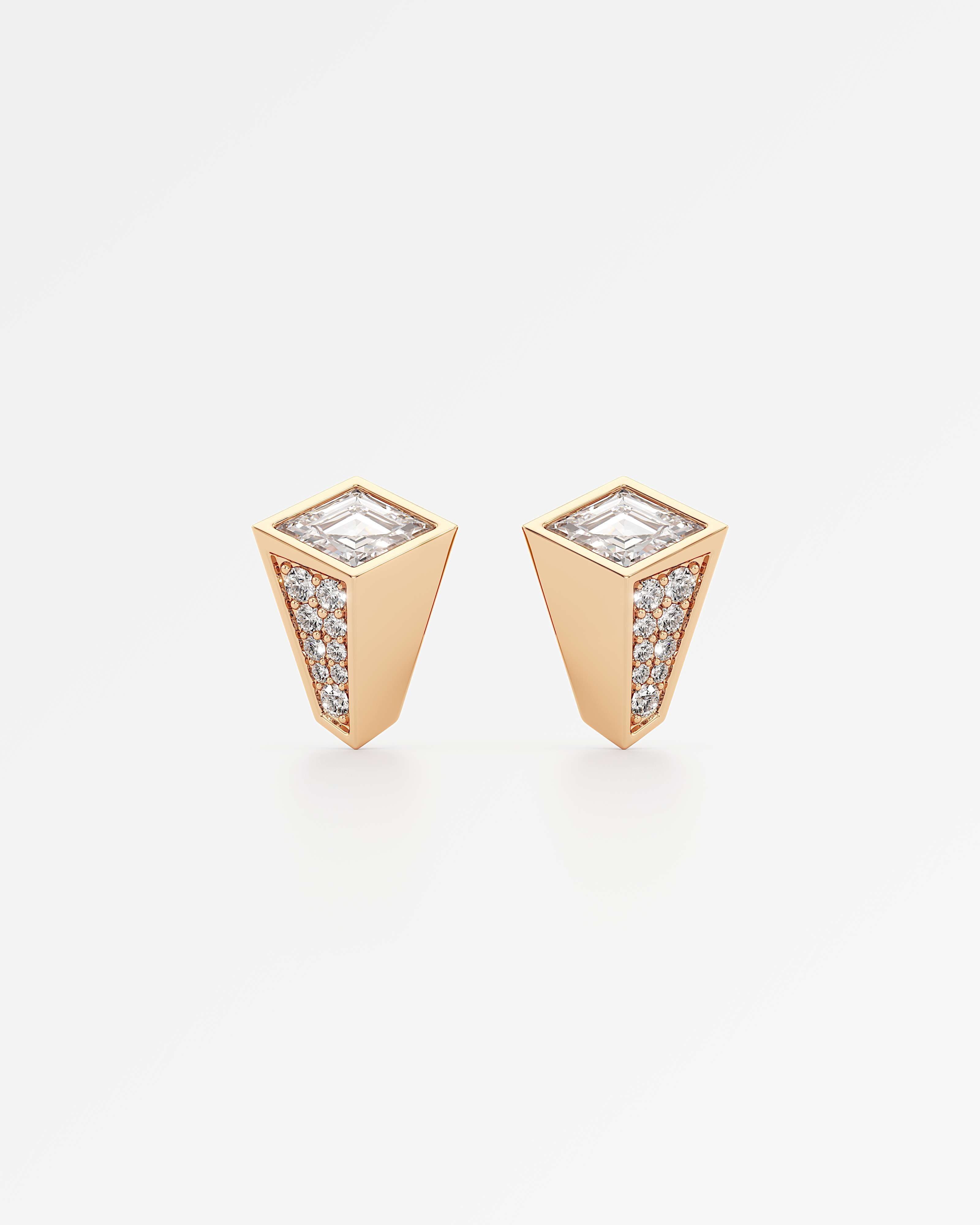AM To Beyond Speigl Pavé Diamond Stud Earrings, In 14K Rose Gold (1.09 ctw)