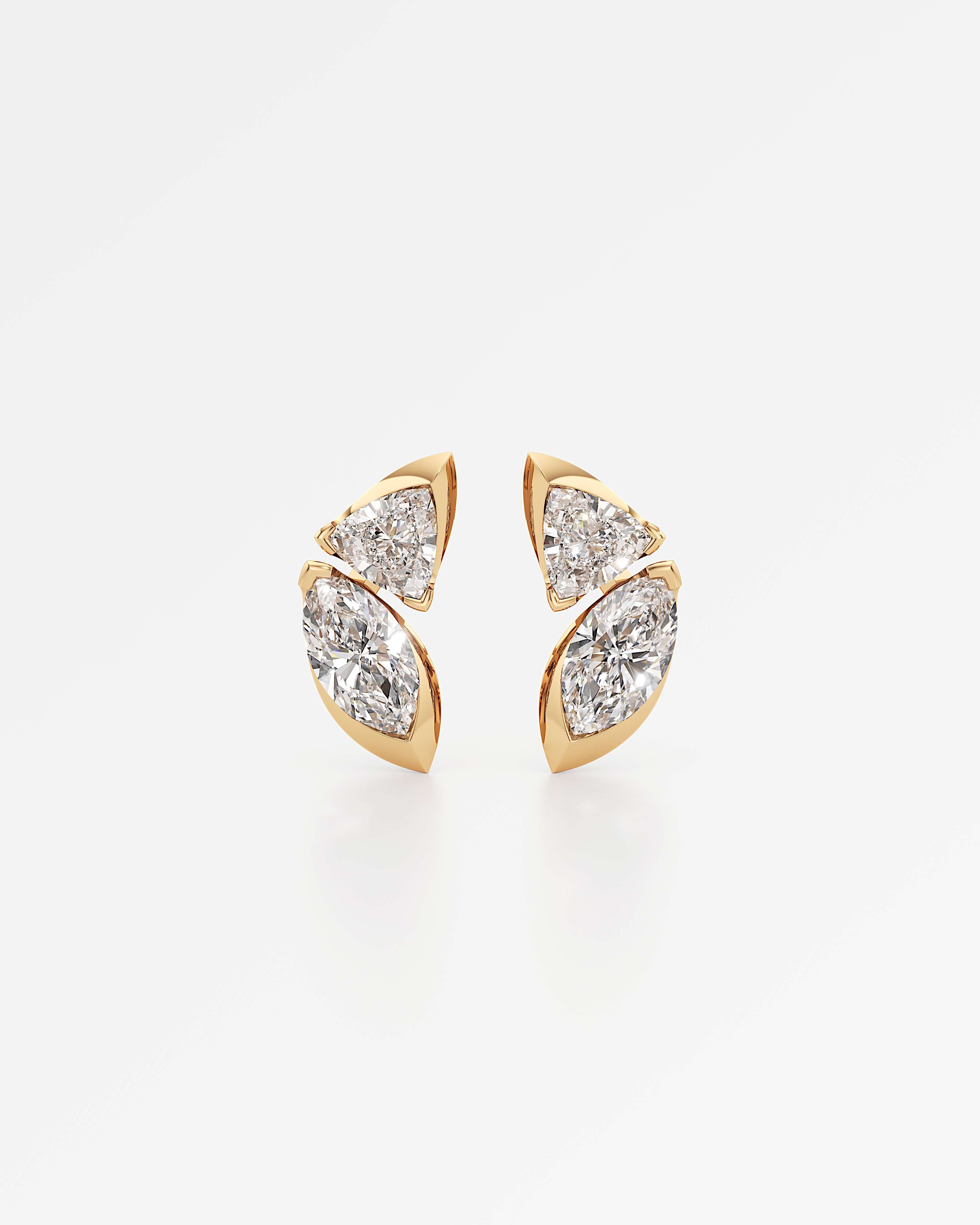 Pinnacle Levé Diamond Stud Earrings, In 14K Yellow Gold (1.80 ctw)