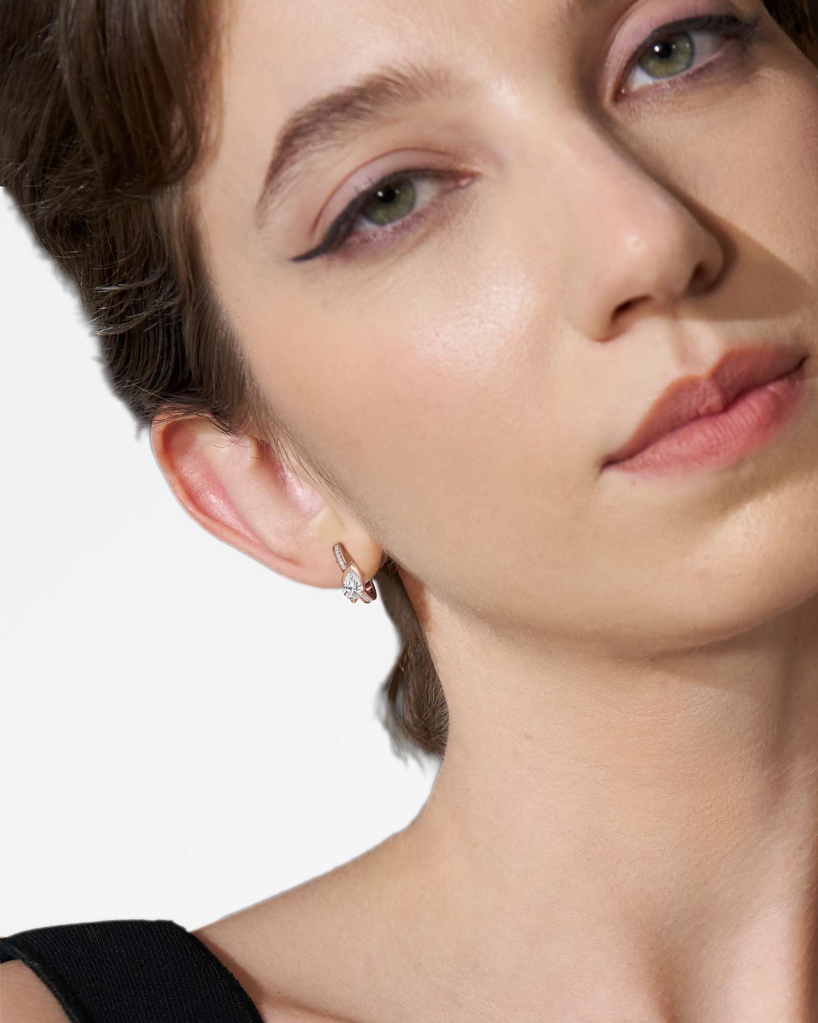 Pinnacle Ridaris Diamond Hoop Earrings, With 0.50 ct Pear Cut in 14K Rose Gold (1.14 ctw)