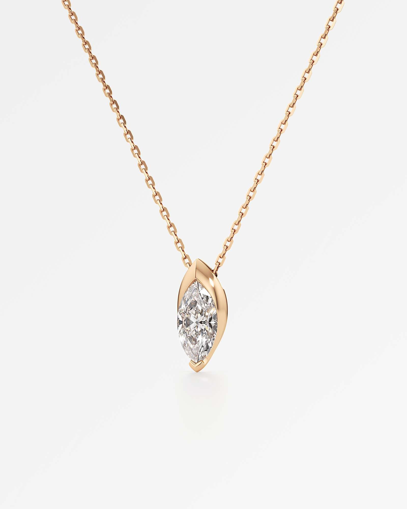 Pinnacle Apixa Diamond Pendant, With Marquise Cut in 14K Rose Gold (1.00 ctw)