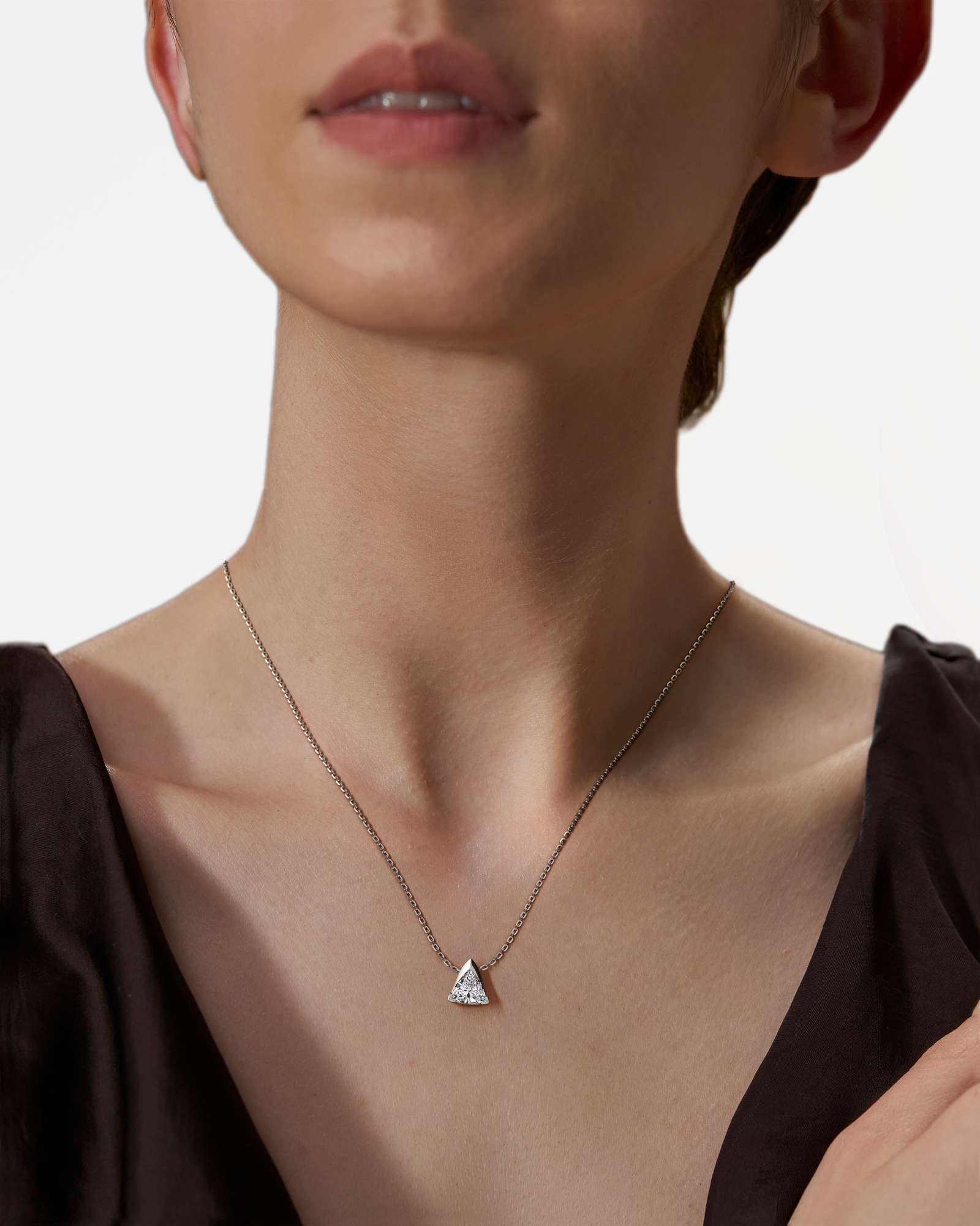Pinnacle Apitris Diamond Pendant, With Trillion Cut in 14K White Gold (1.00 ctw)