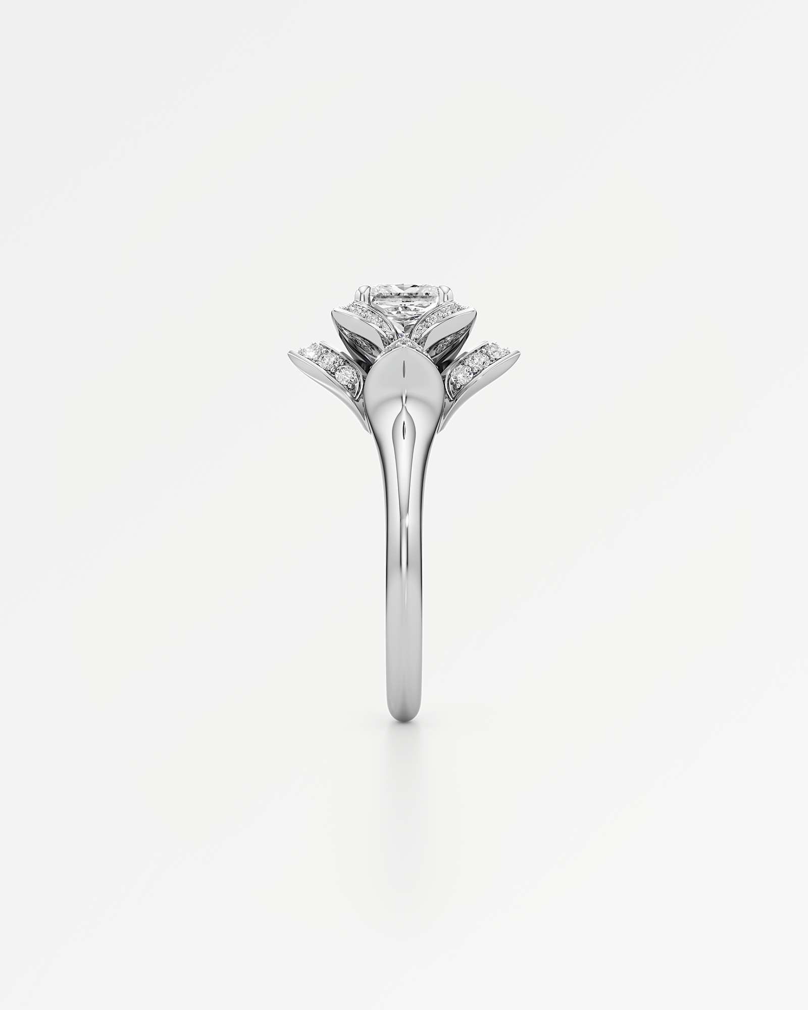 Velara Eterna Diamond Engagement Ring, With 1.00 ct Princess Cut in 14K White Gold (1.43 ctw)