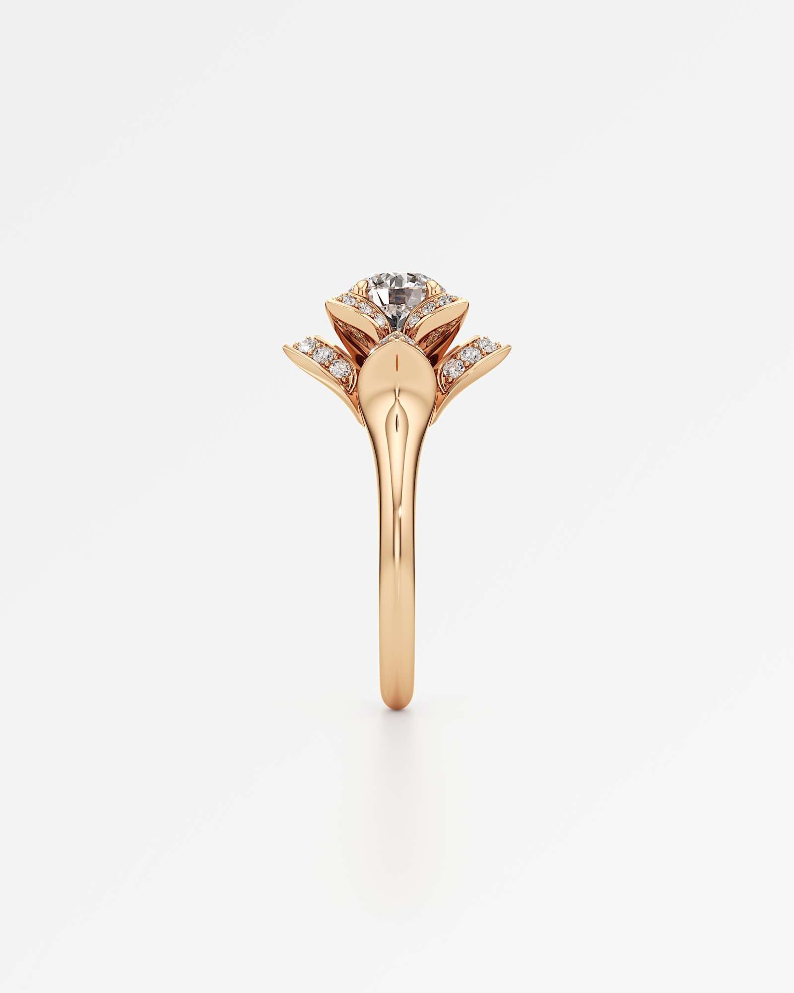 Velara Eterna Diamond Engagement Ring, With 1.00 ct Round Cut in 14K Rose Gold (1.43 ctw)