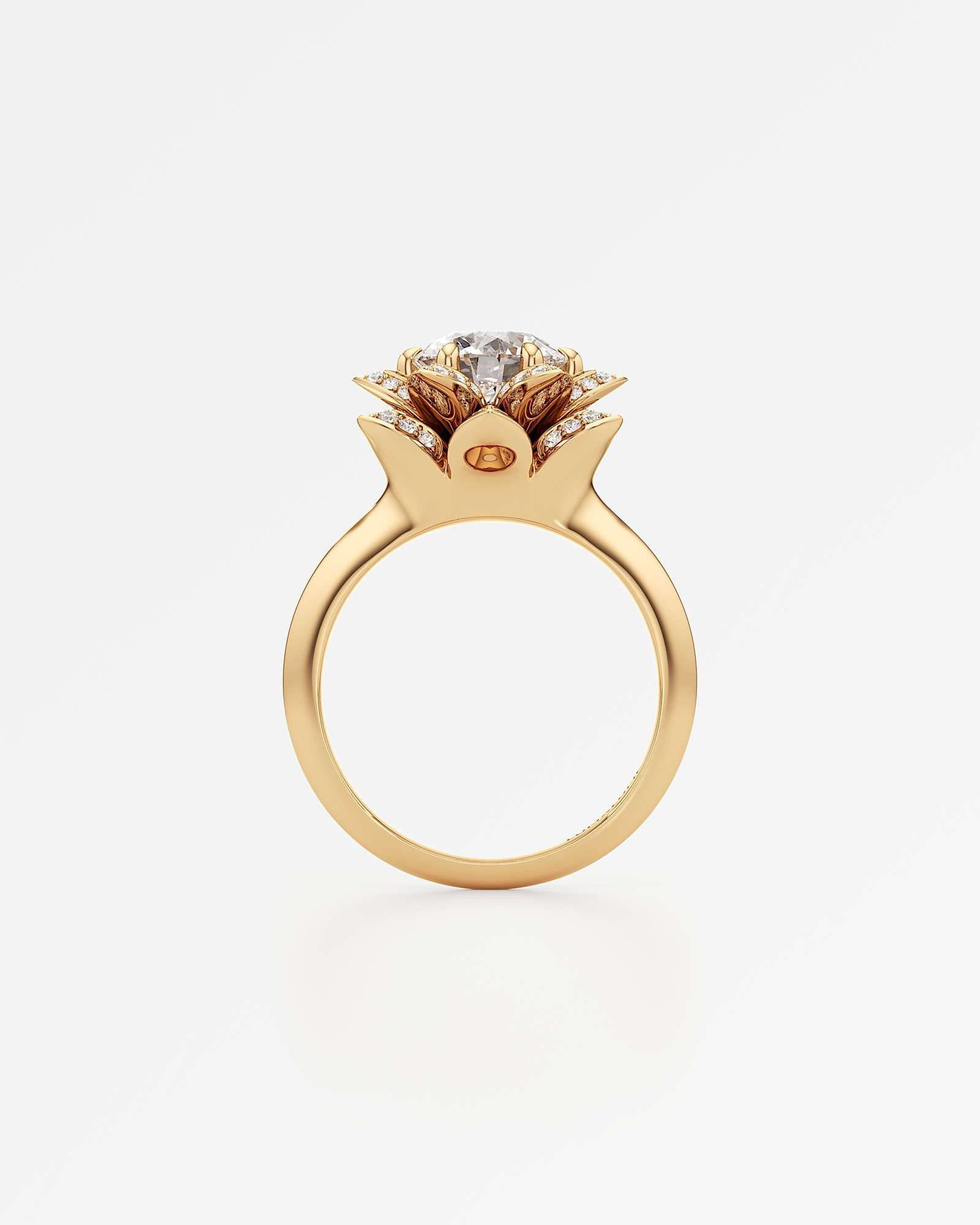 Velara Elaris Diamond Engagement Ring, With 1.50 ct Round Cut in 14K Yellow Gold (1.84 ctw)