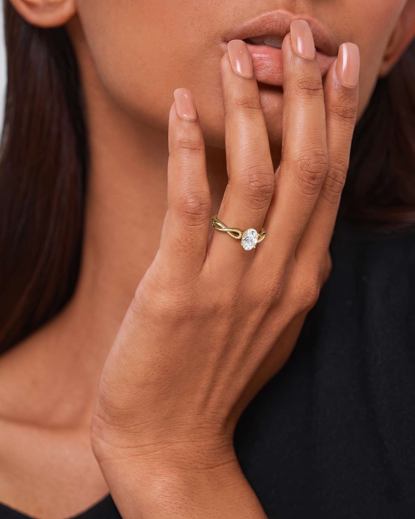 Verve Amelia Hidden Halo Diamond Engagement Ring, With 1.00 ct Oval Cut in 14K Yellow Gold (1.07 ctw)