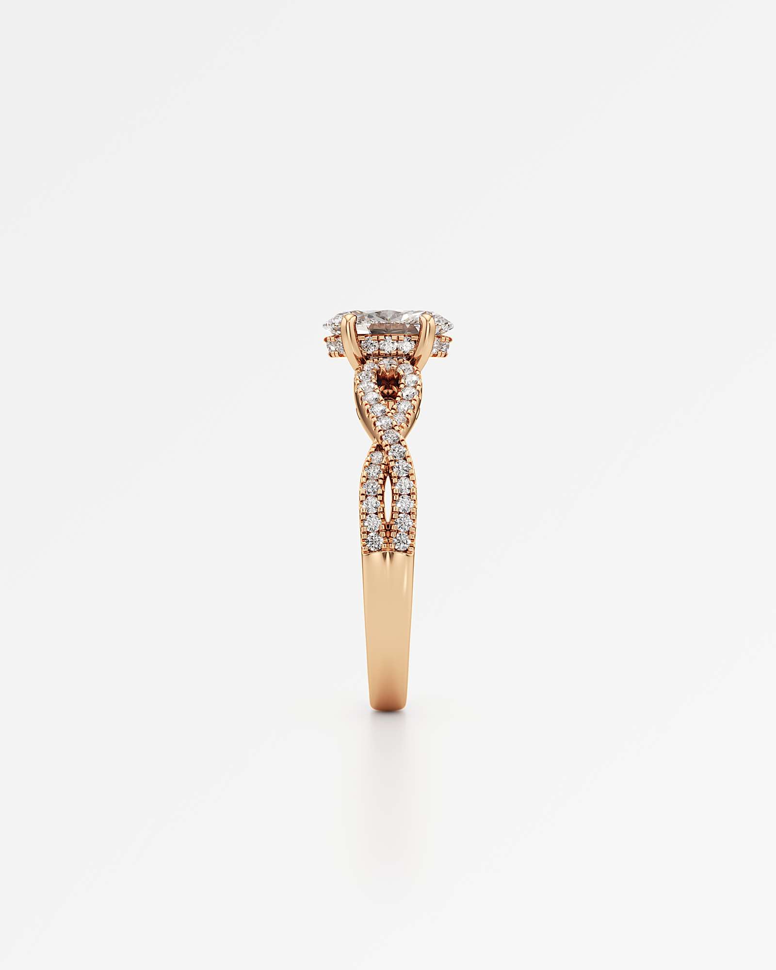Verve Alessia Hidden Halo Diamond Engagement Ring, With 1.00 ct Oval Cut in 14K Rose Gold (1.37 ctw)