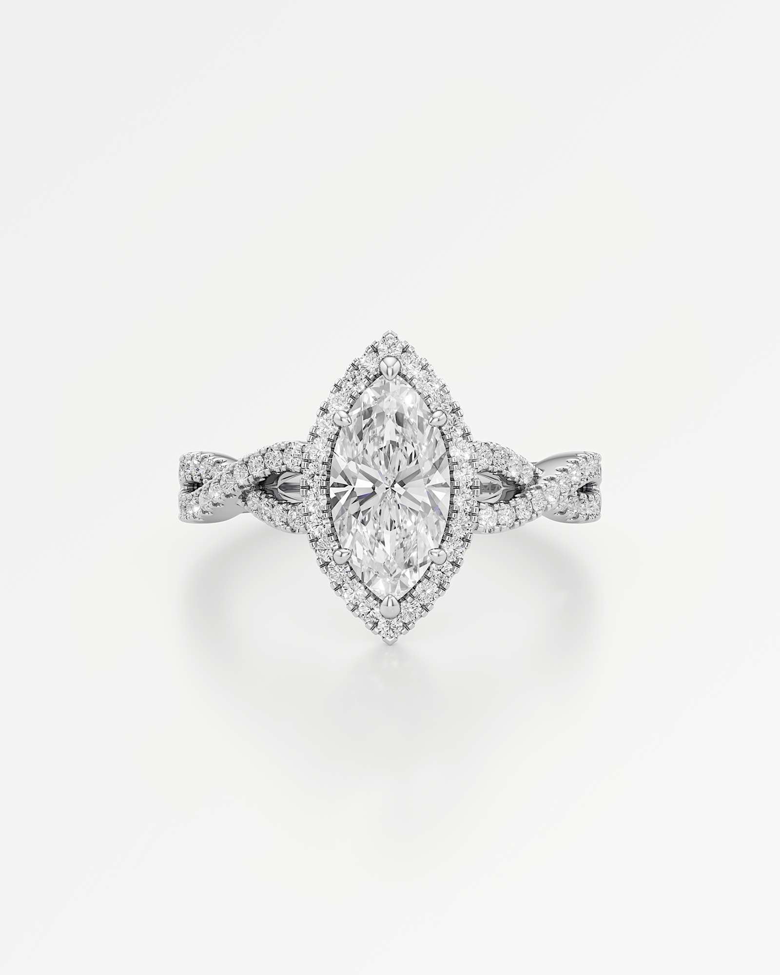 Verve Alessia Halo Diamond Engagement Ring, With 1.00 ct Marquise Cut in 14K White Gold (1.44 ctw)