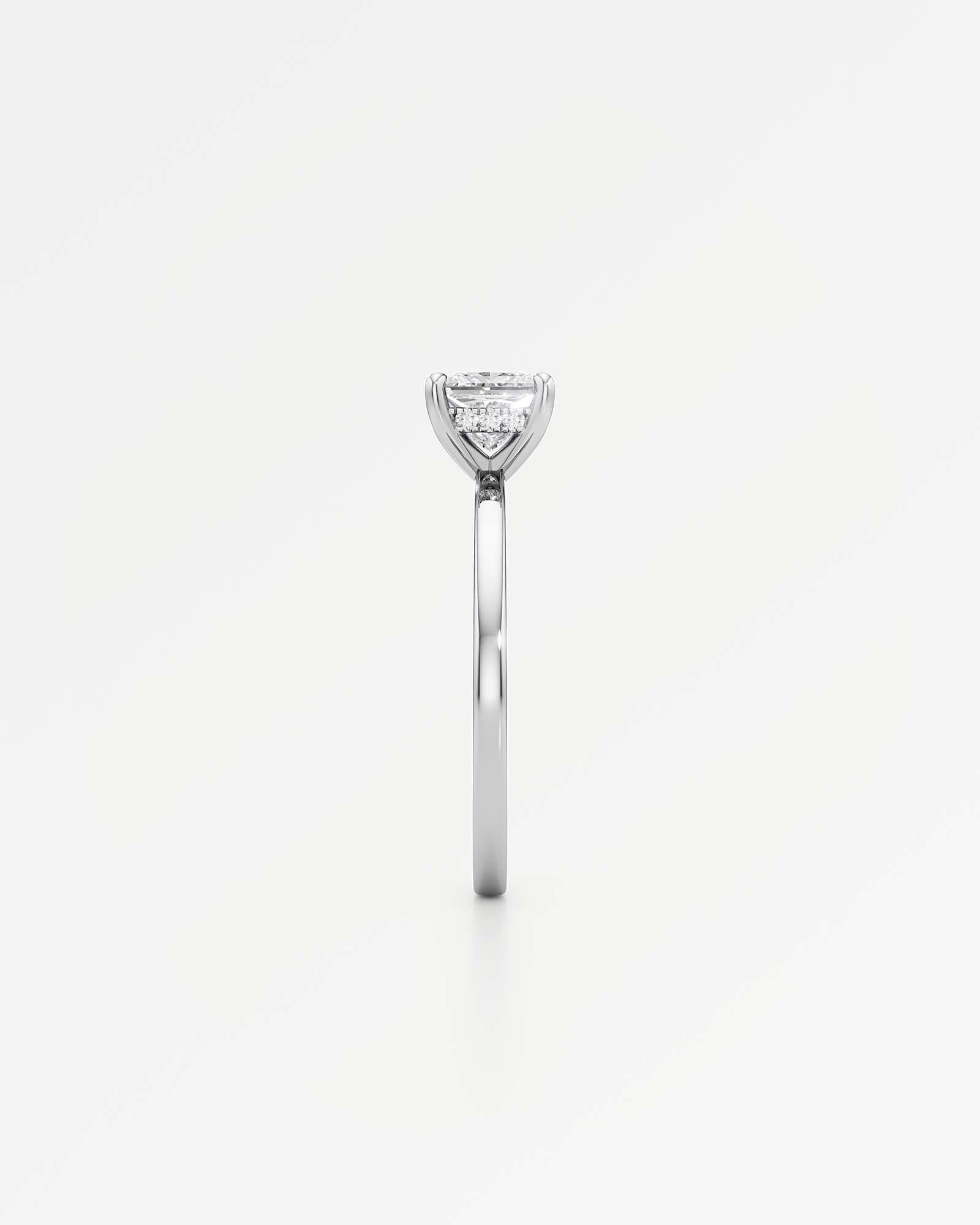 Verve Elin Hidden Halo Diamond Engagement Ring, With 1.00 ct Princess Cut in 14K White Gold (1.06 ctw)