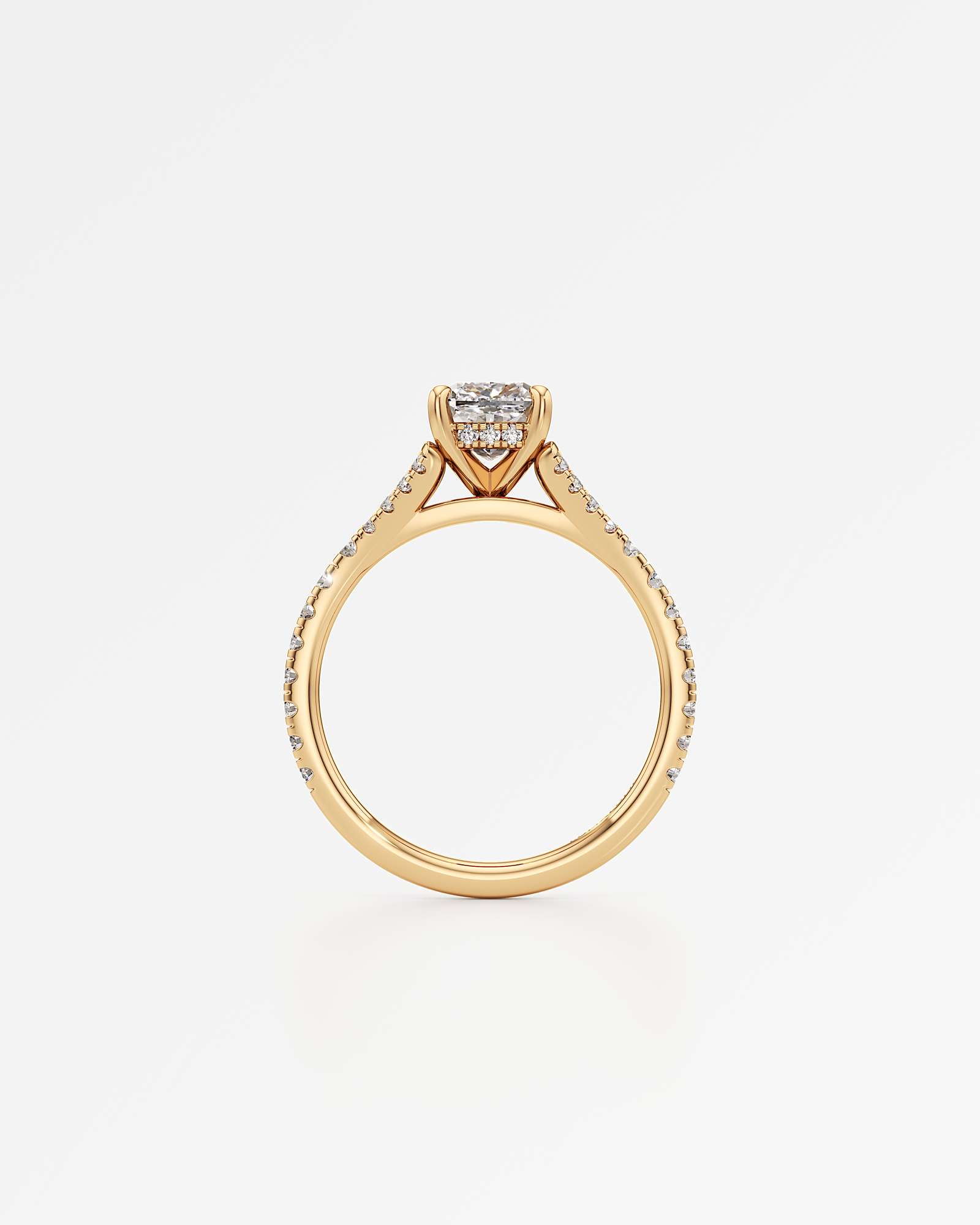 Verve Marisol Hidden Halo Diamond Engagement Ring, With 1.00 ct Cushion Cut in 14K Yellow Gold (1.47 ctw)