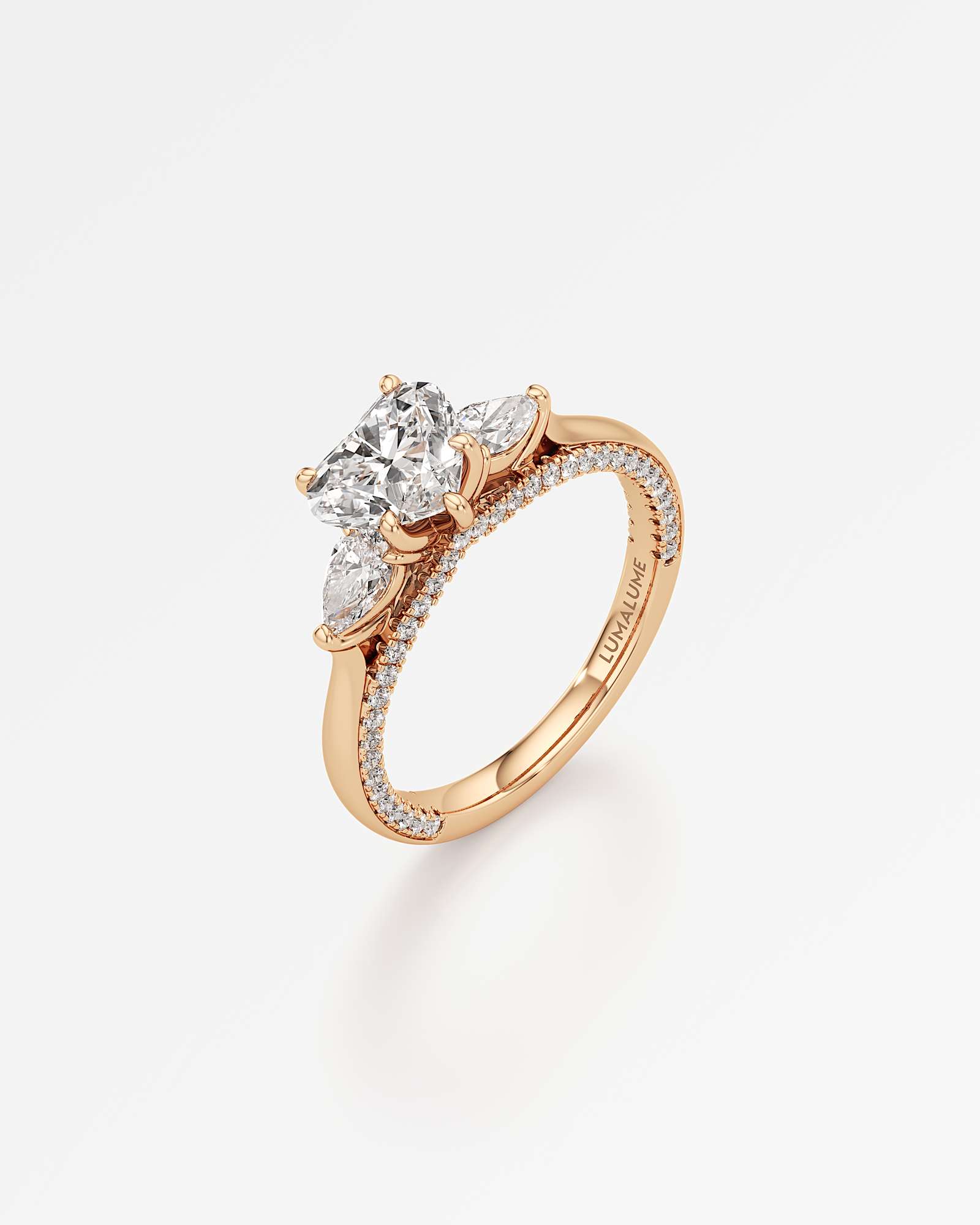 Verve Triana Solitaire Diamond Engagement Ring, With 1.00 ct Heart Cut in 14K Rose Gold (1.75 ctw)