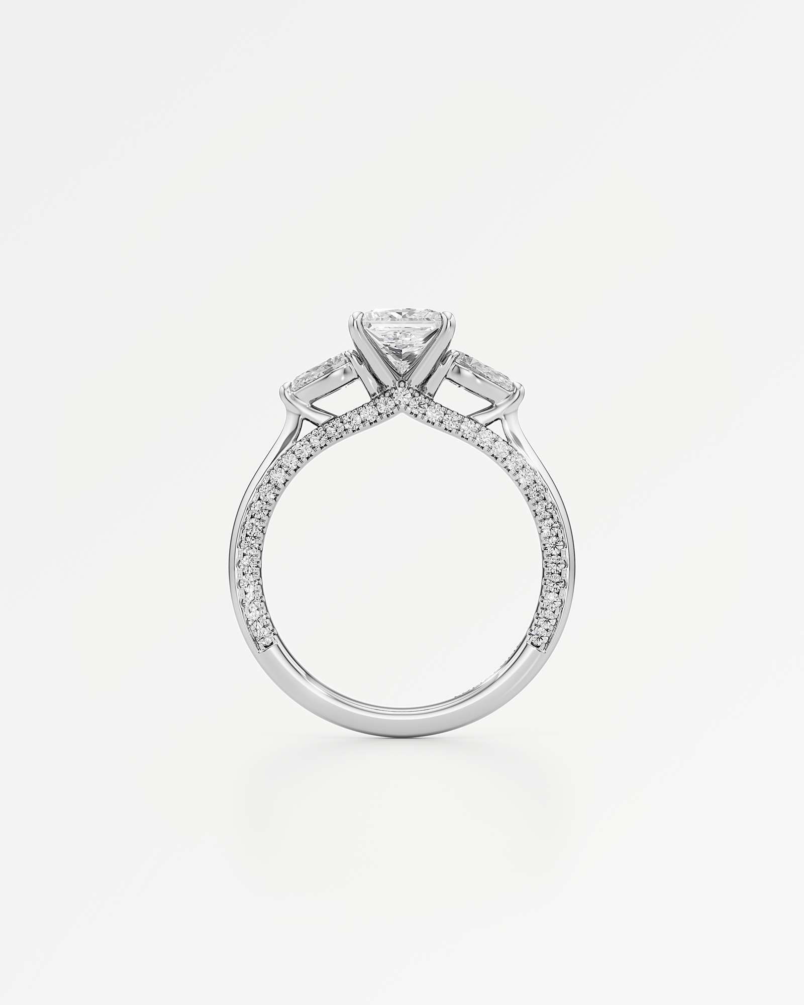 Verve Triana Solitaire Diamond Engagement Ring, With 1.00 ct Princess Cut in 14K White Gold (1.75 ctw)