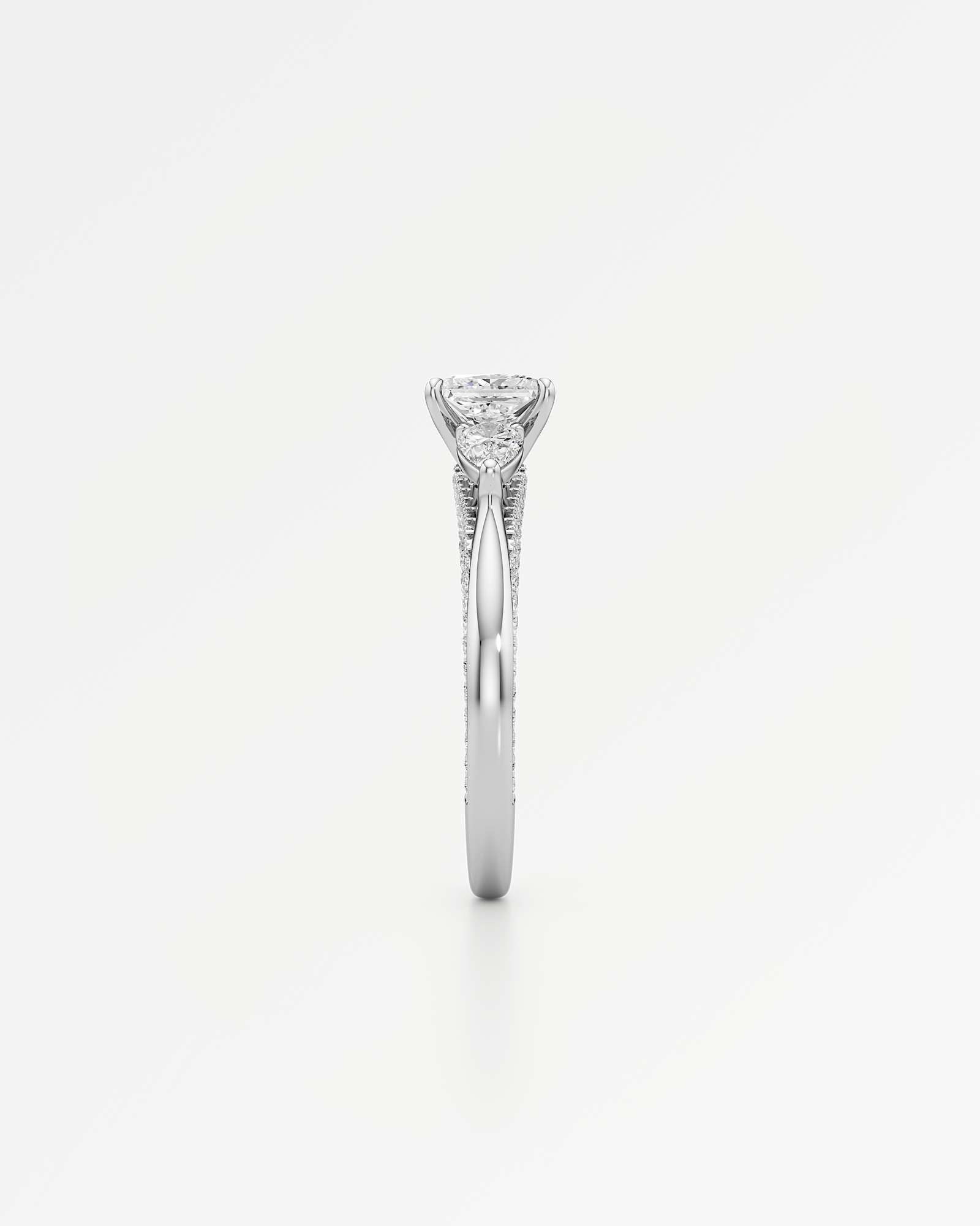 Verve Triana Solitaire Diamond Engagement Ring, With 1.00 ct Princess Cut in 14K White Gold (1.75 ctw)