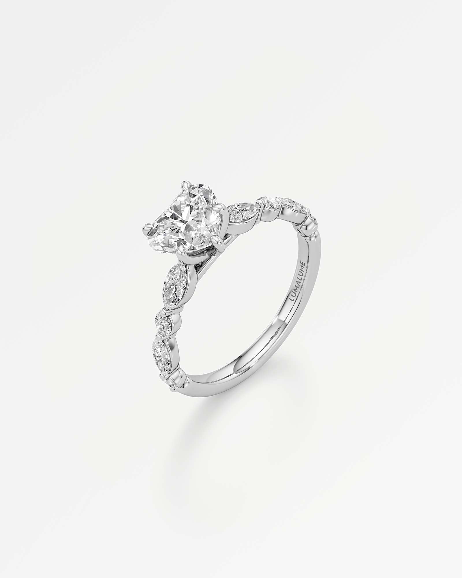 Verve Zolaine Solitaire Diamond Engagement Ring, With 1.00 ct Heart Cut in 14K White Gold (1.58 ctw)